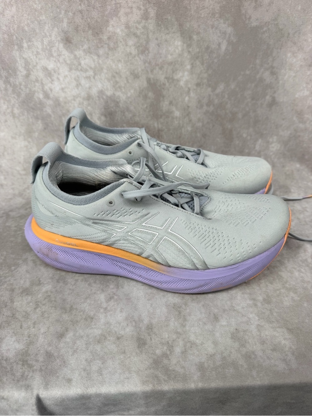 ASICS Gel Nimbus 26 Woman’s  Running Shoes Gray Purple Orange Lace-Up Sneaker